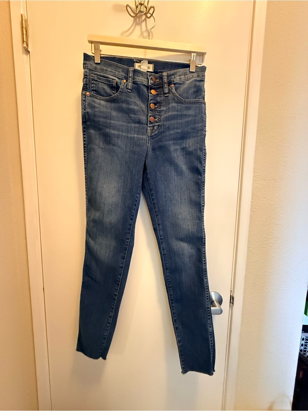 Madewell Button-Fly Skinny Jeans in Blue Wash